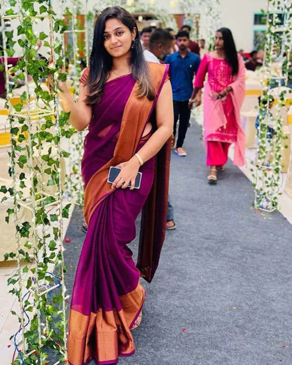 Marron Color 1-Minute Ready To Wear Georgette Saree With Blouse Piece