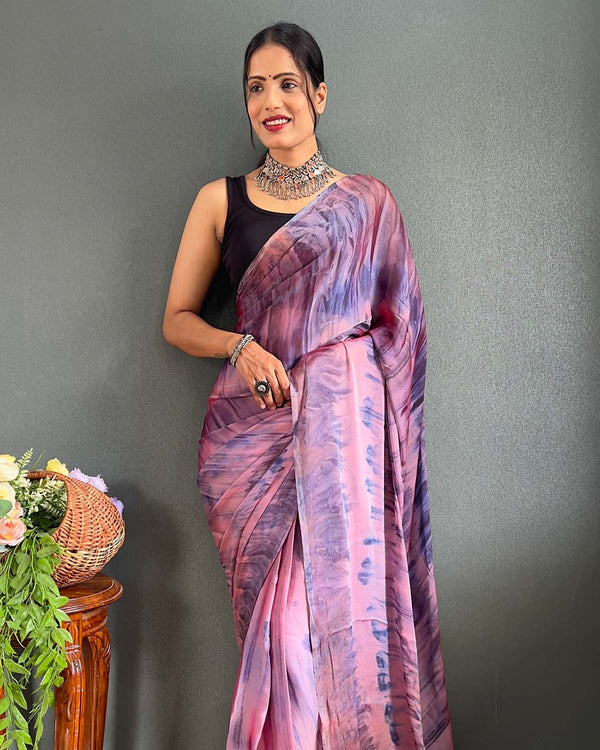 Multi Color 1-Minute Ready To Wear Naylon Saree With Blouse Piece