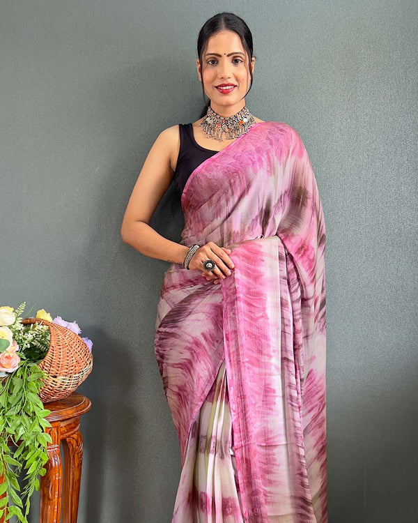 Multi Color 1-Minute Ready To Wear Naylon Saree With Blouse Piece