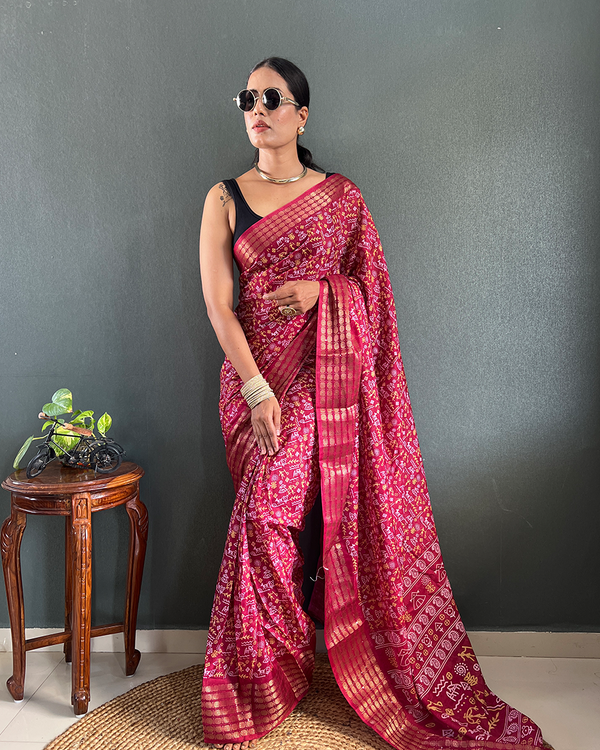 Maroon Color 1-Minute Ready To Wear Georgette Saree With Blouse Piece