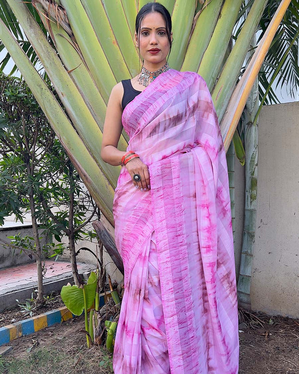 Light Purplrcolor 1-Minute Ready To Wear Naylon Saree With Blouse Piece