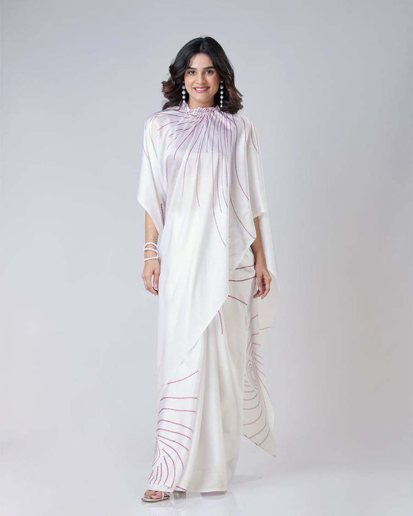 White Color 1 - Minute Ready to Wear Satin Silk Saree with Unstitch Blouse Piece