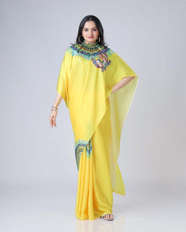 Yellow Color 1 - Minute Ready to Wear satin silk Saree with Unstitch Blouse Piece